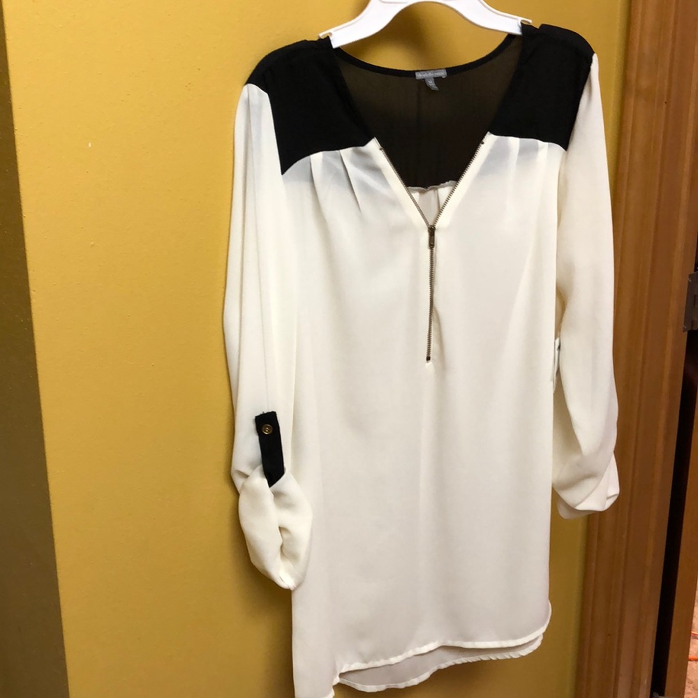 Black and white/cream blouse